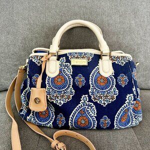 Spartina 449 Satchel Purse Blue and Orange Paisley Design